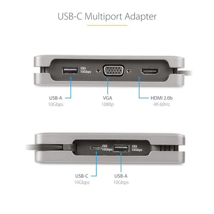 StarTech.com USB-C Docking Station for MacBook Pro M1 M2 M3 M4 and Windows, 4K 60Hz HDMI or 1080p VGA Video, USB 10Gbps Hub, 100W Laptop Charging, GbE, 1ft/30cm Cable - size: single HDMI or VGA, style: 2 x USB-A | 1 x USB-C
