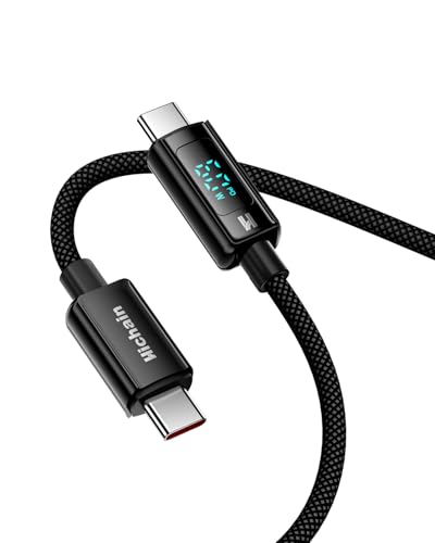 Hichain USB C to USB C Fast Charge Cable with LED Display, 6FT 60W | PD Nylon Braided Type C Charger Cord Cable Compatible with iPhone 15/16/17, MacBook Series, iPad, Samsung, Pixel Black - color: Black, size: 6FT