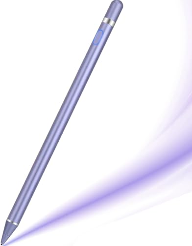 Active Stylus Pen for Touchscreen, iPad Pencil 1.5mm Fine Point Pen, Digital Pens Rechargeable for Tablet, Stylus Pens Compatible with iPad Air/Mini/Pro/Android/iPhone and Most Device - Purple - color: Purple