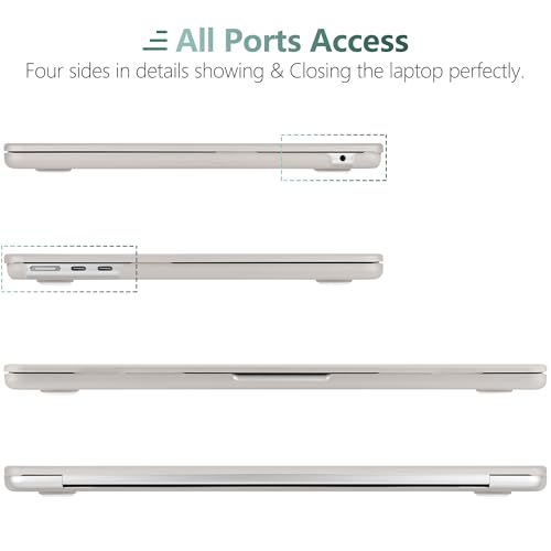 DONGKE Compatible with MacBook Air 13 inch Case M5 M4 M3 M2 2026 2025 2024-2022 A3449 A3240 A3113 A2681, Plastic Hard Shell & Keyboard Cover for MacBook Air 13.6 inch, Cream Stone - color: Cream Stone