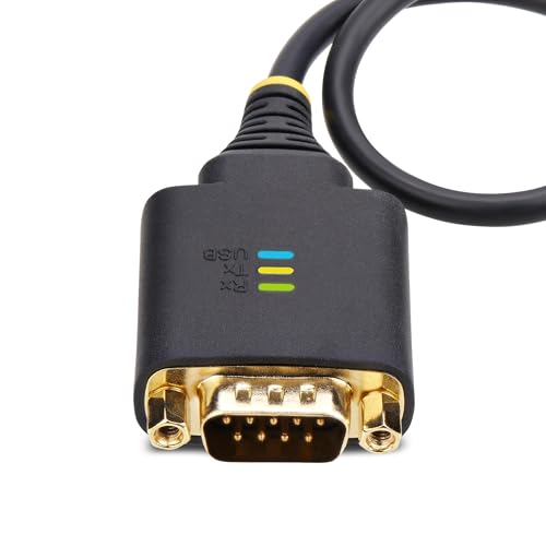 StarTech 1ft USB to Serial Adapter Cable, FTDI, 30cm (1P1FFC-USB-SERIAL) | USB-A to DB9 RS232, Interchangeable DB9 Screws Nuts, COM Retention, LED Indicators - size: 1ft