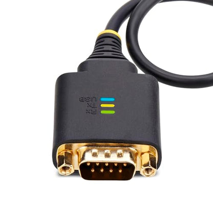StarTech 1ft USB to Serial Adapter Cable, FTDI, 30cm (1P1FFC-USB-SERIAL) | USB-A to DB9 RS232, Interchangeable DB9 Screws Nuts, COM Retention, LED Indicators - size: 1ft