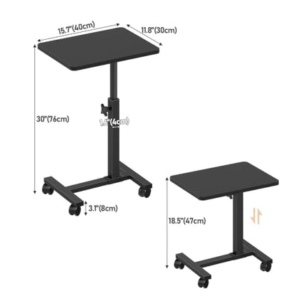 TUTOTAK C Table End Table Adjustable Height, TV Tray Table for Small Spaces | 360°Swivel casters, Slide Under Couch Side Table, Sofa Bedside Table for Living Room, Bedroom, Black TB01BK099 - color: Black