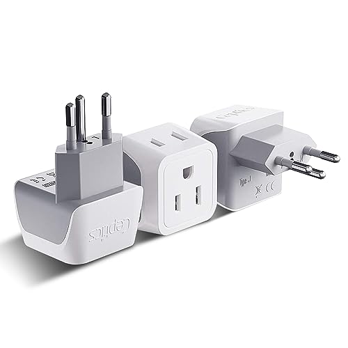 Ceptics Switzerland Travel Adapter Plug with Dual USA Input - Power - Type J (3 Pack) - Ultra Compact - Safe Grounded Perfect for Cell Phones, Laptops, Camera Chargers and More (CT-11A) - color: White Gray