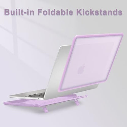 MOSISO Compatible with MacBook Air 13 inch Case M5 M4 M3 M2, Purple | 4 in 1 Kit Anti-Crack Hard Shell with Kickstand for MacBook Air 13.6 inch Case 2026-2022 A3449 A3240 A3113 A2681 - color: Purple