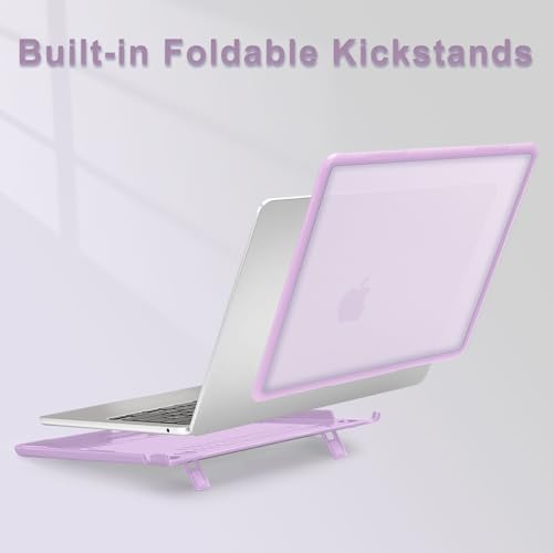 MOSISO Compatible with MacBook Air 13 inch Case M5 M4 M3 M2, Purple | 4 in 1 Kit Anti-Crack Hard Shell with Kickstand for MacBook Air 13.6 inch Case 2026-2022 A3449 A3240 A3113 A2681 - color: Purple