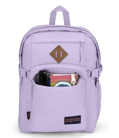 JanSport Main Campus FX Backpack - Travel or Work Bag w 15-Inch Laptop Pack with Leather Trim, Pastel Lilac - color: Pastel Lilac