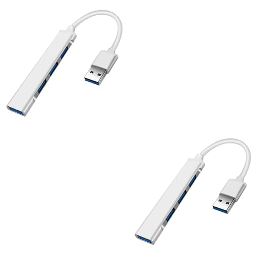 US 2-4 Pcs USB 3.0 4 Port Hub Splitter Slim Sleek Aluminum PC Mac Laptop Desktop (2 Pack) - size: 2 Pack