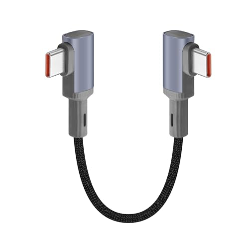 YACSEJAO 100W Short 90 Degree USB C to USB C Cable 5.9inch,Right Angle USB Type C Fast Charging & Data Sync Braided Cable with E-Marker Chip for Phone,Laptop,Auto (Side to Side Angle) - style: Side to Side Angle