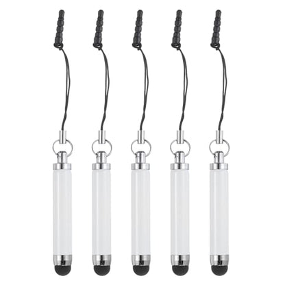 MECCANIXITY 5pcs Metallic Stylus Pen Retractable Aluminum Alloy Mini Capacitive Pens for Universal All Touch Screen Devices, White - color: White