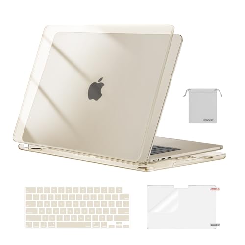 MOSISO Compatible with MacBook Air 15 inch Case M5 2026 M4 M3 M2 2025-2023 | A3448 A3241 A3114 A2941, Scratch-Resistant Protective Hard Shell Case&Keyboard Cover&ScreenFilm&Pouch,Crystal Starlight - color: Crystal Starlight
