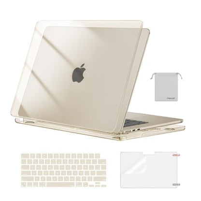 MOSISO Compatible with MacBook Air 15 inch Case M5 2026 M4 M3 M2 2025-2023 | A3448 A3241 A3114 A2941, Scratch-Resistant Protective Hard Shell Case&Keyboard Cover&ScreenFilm&Pouch,Crystal Starlight - color: Crystal Starlight