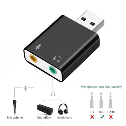 USB Sound Card Adapter USB 3.5mm Sound Card Adapter | Plug And Play USB Card Equipment, Sound Card Accessories for Laptops Desktops