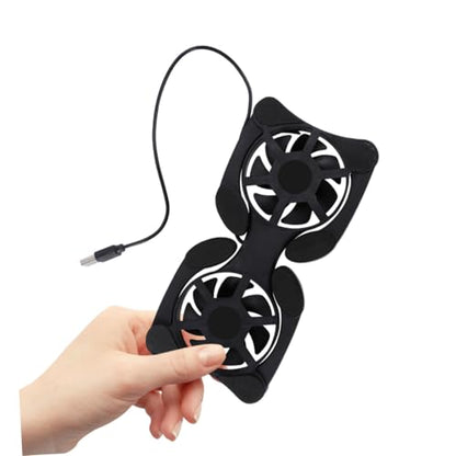 PRETYZOOM Portable Laptop Cooling Pad with Dual Fans, Foldable Notebook Cooler for Gaming and Office Use, Lightweight Black Computer Cooler Fan Pad with Efficient Heat Dissipation