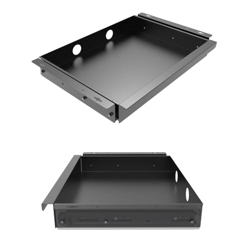 Under Desk Mounted Sliding Pull-Out Drawer for Office Desk W 19.2" x D 13.4" Storage Organizer for Sit Stand Workstation, Metal, Black (Large) - size: 1TierLarge