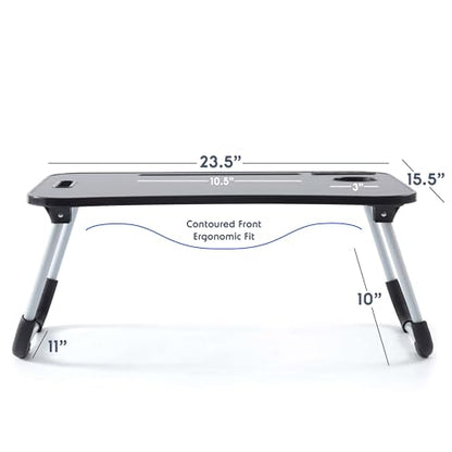 Nestl Foldable Lap Desk - Portable Laptop Stand for Bed, Couch, Work, Reading & Writing, Lap Table with USB Ports, Large Laptop Tray, Black - size: Premium Large