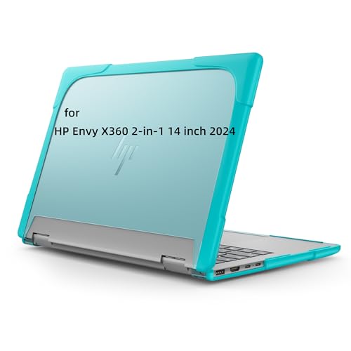 Heavy Duty Case for 14" HP Envy X360 2-in-1 2K Touch-Screen Laptop 2024 Release Shockproof Hard Shell Matte Translucent Anti-Fingerprint Protective Cover with TPU-Covered Edge (Blue) - color: Blue