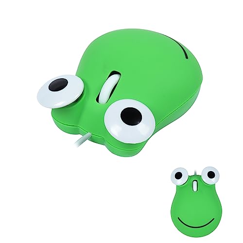 Wired Mouse, Cute Frog Shaped USB Small Optical Corded Mice Adorable 1600 DPI Portable Computer Mouse for Travel, Office, Home, Laptop, Computer (Green) - color: Green