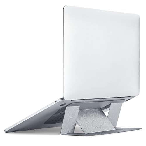 MOFT Laptop Stand for Desk, Adhesive MacBook Computer Stand with 2 Adjustable Viewing Angles, Foldable and Portable Laptop Riser Compatible with 11"-16" Laptops, Silver(Adhesive Version) - color: Silver, size: 11.6"-16" Laptops-adhesive