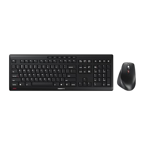 Cherry Stream Desktop Comfort, Wireless Keyboard and Mouse Combo, 2.4 GHz Connection, Whisper-Quiet Keys, Ergonomic Right-Handed Mouse, Battery-Powered, Black - color: Black, size: Desktop Combo