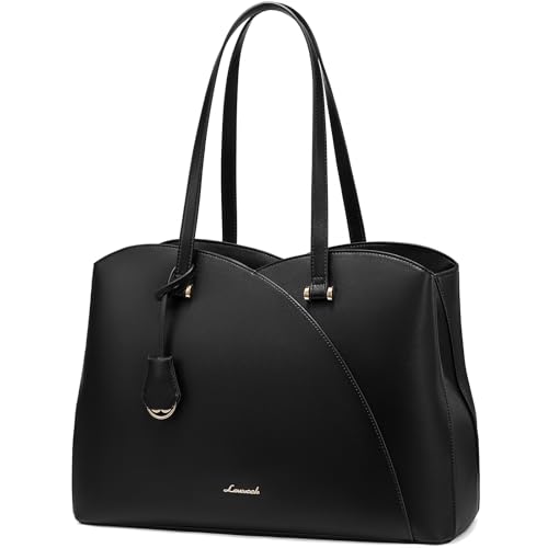 LOVEVOOK Laptop Tote Bag for Women, Work Bags Laptop Bag Teacher Tote Bag, Leather Computer Bag Large Purses Handbag Professional Briefcase, Black, Fits 15.6 Inch Laptop, Black - color: Black, size: 15.6 Inch