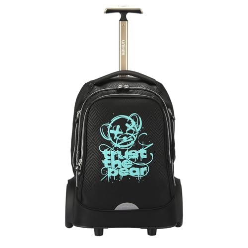 Rolling Laptop Bag with Quiet Wheels for 15.6 Inch Laptop, 6inch Large Wheel Roller Bag, Backpack with Wheels, Wheeled Computer Bag (T5- Bear) - color: T5- Bear