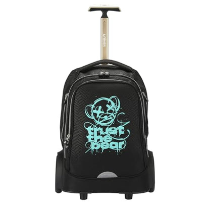Rolling Laptop Bag with Quiet Wheels for 15.6 Inch Laptop, 6inch Large Wheel Roller Bag, Backpack with Wheels, Wheeled Computer Bag (T5- Bear) - color: T5- Bear