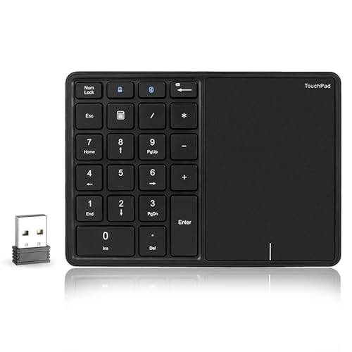 LICAEVEY Cordless Numeric Keypad, 22 Keys BT Number Pad with Touchpad, USB C Rechargeable Numeric Keypad, Support for Win, for Android, for OS X (Black) - color: Black