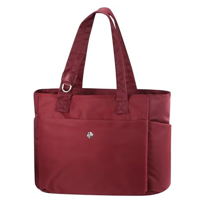 questAll Lightweight Large Capacity Laptop Tote for Women, Waterproof Carnvas Shoulder Bag, Fits 15" Laptop 9006 - color: Red