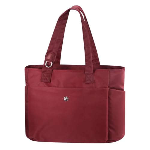 questAll Lightweight Large Capacity Laptop Tote for Women, Waterproof Carnvas Shoulder Bag, Fits 15" Laptop 9006 - color: Red