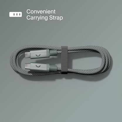 Clemm USB C to USB C Cable 100W 6.5ft, USB 3.2 Fast Charging Nylon Braided, Data Transfer & Video Output, Compatible with iPhone 17/16/15, Samsung Galaxy S25/S24, iPad Pro, MacBook Pro, Muted Gray - color: Muted Gray, size: 6.5ft, style: USB-C to USB-C