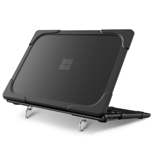 Batianda Durable Stand Case for Microsoft Surface Laptop 13.8 Inch, Black | Ergonomic Foldable Stand, Heavy Duty Matte Hard Shell, Fits 2024-2026 Surface Laptop 7/8th Edition for Business 13.8 Inch - color: Black