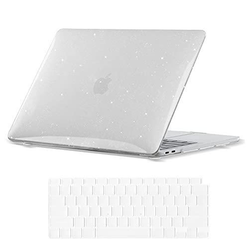Se7enline for MacBook Air 13 inch Case M1 2024-2018 A2337,Glitter Clear | Crystal Glitter Bling Shiny Hard Shell Laptop Case with Keyboard Cover Anti-Scratch Heat Dissipation Full Port Access - color: Glitter Transparent, size: 13.3 inch (M1)