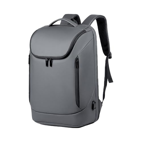 Business Backpack for Women & Men with USB Charging Port Waterproof Scratch-resistant Fabric 17in Travel Laptop Backpack Flight Approved Carry on Backpack Reinforced Breathable Straps Gray - color: Gray