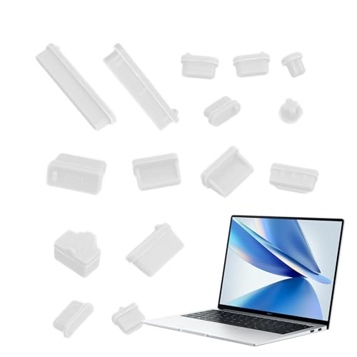 USB C Dust Plug,Laptop Port Dust Plug - 16 PCS Anti Plugs Computer Port Plugs, Silicone Dust-Proof Stoppers/for Computer PC Case Box Laptop, Covers Stoppers - color: Transparent