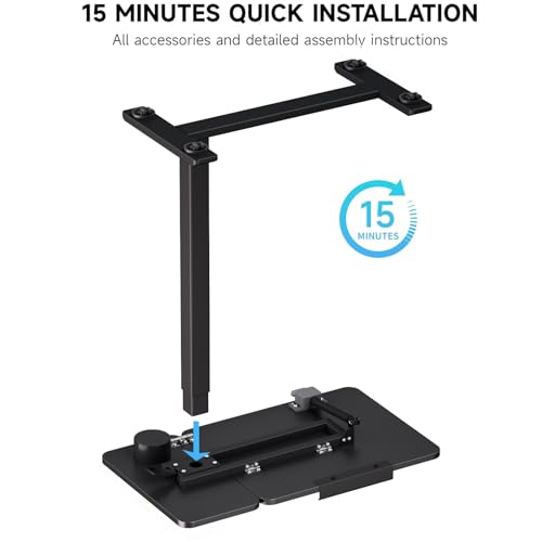 BIZUM Tilt Top Overbed Table on Wheels, Adjustable Rolling Bedside Table | Adjustable height 29.7-43.3in, tilting tabletop, 27.6x15.8in surface, cup holder, 22lb capacity, 4 hidden wheels - color: Black