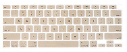 Se7enline Compatible with MacBook Air Keyboard Cover 2018/2019/2020/2021/2022/2023/2024 for MacBook Air 13-Inch Touch ID with Retina Display M1 A2337/A2179 US Layout, Gold - color: Gold