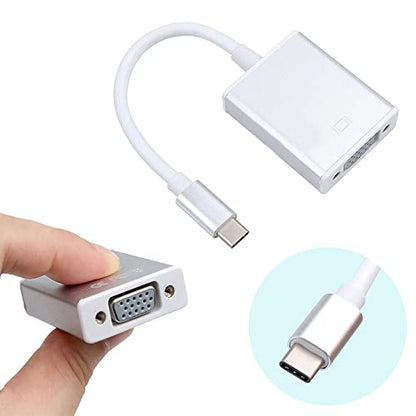USB-C to VGA Adapter, USB 3.1 Type C (Thunderbolt 3) to VGA Converter Compatible with MacBook Pro, New MacBook, MacBook Air 2018, Dell XPS 13/15, Surface Book 2 and More (Silver)