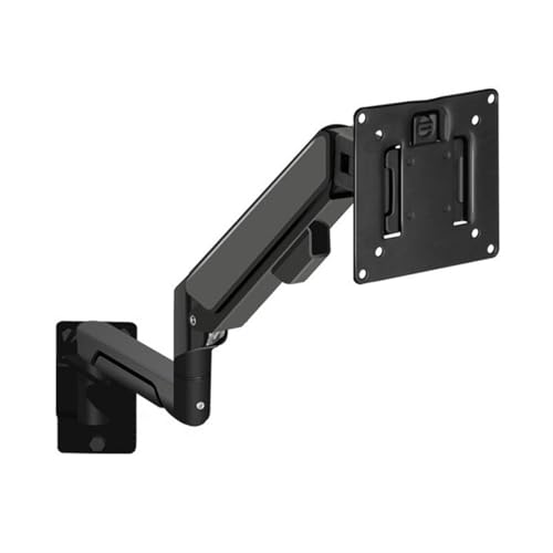 Monitor Stand Aluminum Single Monitor Wall Mount, Full Motion Pneumatic Spring Monitor Mount Arm for Screens up to 32 inches and 19.8 lbs, Max VESA 100x100 Monitor Stand Desk arm(Black) - color: Black