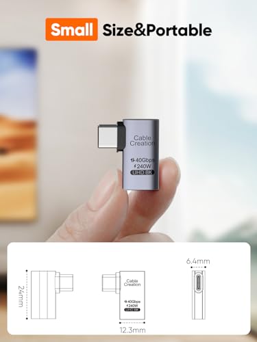 CableCreation Right Angle USB C Adapter, USB C 90Degree Adapter 40Gbps 240W | Male to Female Compatible with Thunderbolt 4, USB 4, Notebook, PC, Tablet, Phone and More, Right Angle - size: 1PCS, style: Right Angle