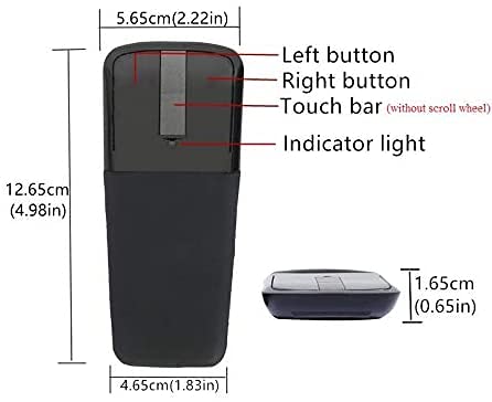 Bluetooth Arc Mouse Foldable Slim and Portable Mini Wireless Computer Travel Mouse Folding Optical Touch Mice for Laptop Tablet - Black - color: Bluetooth-Black
