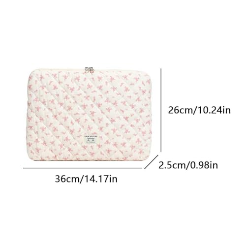 Cute Laptop Sleeve 13-15 inch Laptop Case Aesthetic Quilted Laptop Sleeve Computer Bag with Flower Printing for MacBook (Pink, 13inch) - color: Pink, size: 13inch