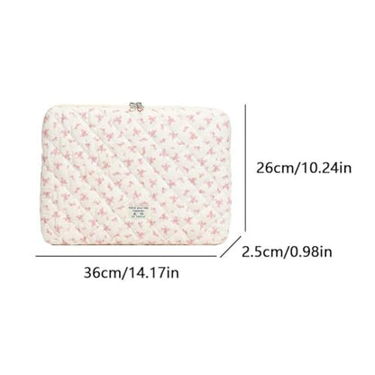 Cute Laptop Sleeve 13-15 inch Laptop Case Aesthetic Quilted Laptop Sleeve Computer Bag with Flower Printing for MacBook (Pink, 13inch) - color: Pink, size: 13inch