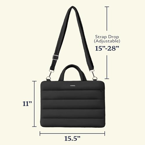 Vandel 15-16 inch Laptop Carrying Case Sleeve w. Strap, Shoulder Bag Handle | Fits Macbook Air 15, Macbook Pro 16 Carrying Case, 16 in Laptop Computer Bag for Women,15.6 in HP, Dell Messenger - color: 4. Black, size: 15-16 Inch