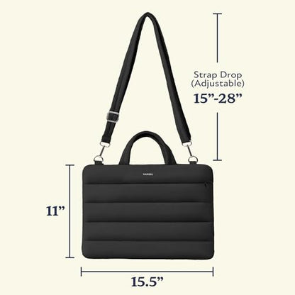 Vandel 15-16 inch Laptop Carrying Case Sleeve w. Strap, Shoulder Bag Handle | Fits Macbook Air 15, Macbook Pro 16 Carrying Case, 16 in Laptop Computer Bag for Women,15.6 in HP, Dell Messenger - color: 4. Black, size: 15-16 Inch