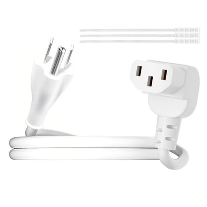 Adoreen 2 Ft Computer TV Replacement Power Cord White, 90 Degree Angled L-Shaped 18AWG 3-Prong AC Universal Power Supply Cable NEMA 5-15P to IEC 320 C13 for Printer, PC, Monitor TV LCD, ETL+Ties - size: 2FT, style: Straight to Angled