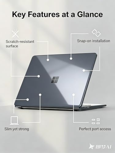 Se7enline Premium Case for Microsoft Surface Laptop 13.8-inch Touchscreen 2024 (7th Edition) Model 2036 Lightweight Durable Scratch-Resistant Easy Install, with Keyboard Cover, Crystal Black - color: Crystal Black, size: 13.8 inch