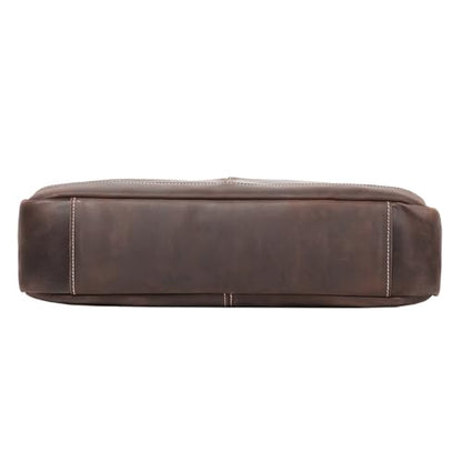 Leather Briefcase for Men 17Inch Laptop Messenger Bags Business Travel Handcrafted Laptop Bag with YKK Zipper Gift - color: B-dark Brown