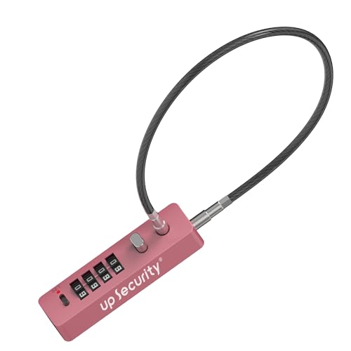 4 Digit Combination Cable Lock for Bike Scooter Motorcycle Helmet Safe, 11.8" Cable Chain Pink, Combo Travel Lock with Code for Luggage Suitcase, Wardrobe, Fridge Door, Fence Gate, Locker - color: Pink, 11.8"(30cm)