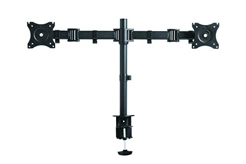 Rocelco 38" Height Adjustable Standing Desk Converter with Dual Monitor Mount Bundle - Sit Stand Computer Workstation Riser - Retractable Keyboard Tray Gas Spring - Black (R DADRB-38-DM2)